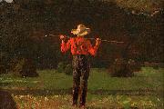 Winslow Homer Farmer with a Pitchfork, oil on board painting by Winslow Homer oil on canvas